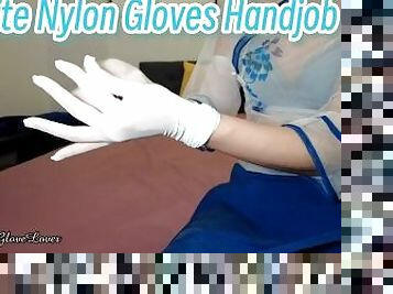 Sexy Long Nylon Gloves Teasing and Handjob
