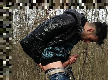 masturbation, en-plein-air, public, amateur, ejaculation-sur-le-corps, gay, sur-le-visage, ejaculation, solo, minet