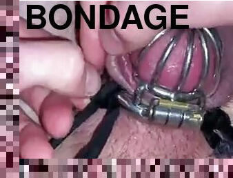 Quick cock check in chastity cage