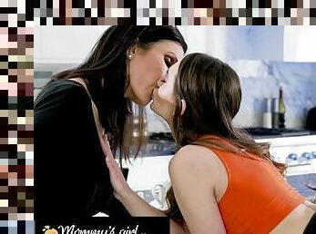MOMMY'S GIRL - Upset Cute Brunette Convinces Her Stacked Ex-Stepmom To Rekindle Their Steamy Affair