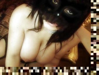 MASK CHICKS Scene-2_Chubby busty brunette fucking with cat mask