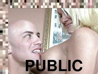 Pamela Anderson lookalike blonde fucked by a fit guy by Public Pickup