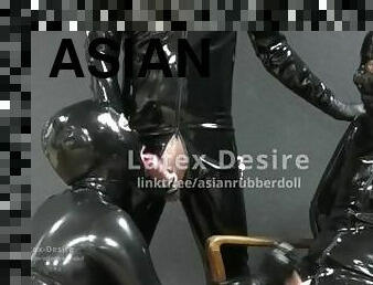 asiatisk, doggy-style, avsugning, avrunkning, bdsm, svart, trekant, fetisch, latex, gagging