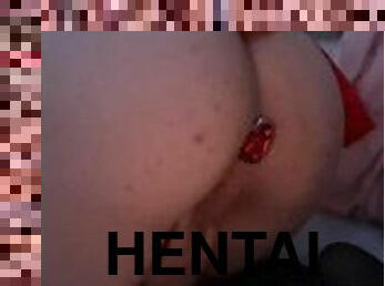 asiatisk, røv, fed, onani, amatør, anal, legetøj, store-sorte-skønheder, dobbelt, hentai