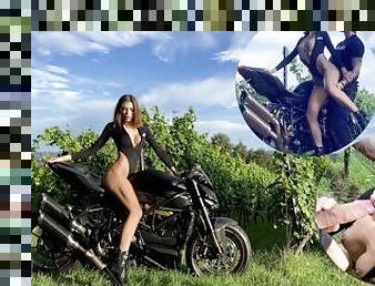 Real Public Sex on Motorcycle get Fucked HARD Porn Star after Extreme ride on Ducati - Julia Graff