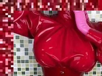 bagno, tettone, amatoriali, ragazze-giovani, fuori-di-testa, arrapate, stravaganti, feticci, doccia, latex