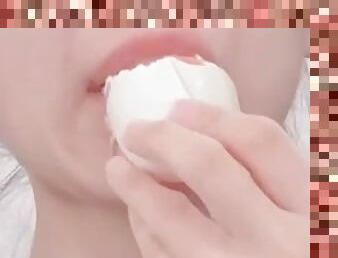 Crazy Japanese Student eats egg