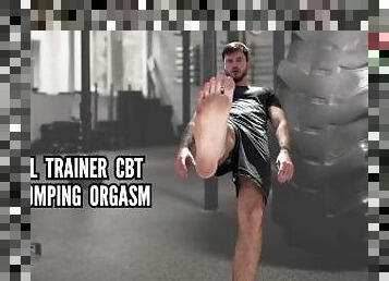 Personal trainer cbt ball stomping orgasm