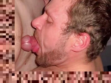 Daddy deep throats cock