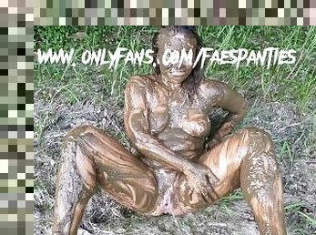 FAESPANTIES mud covered MILF pisses on herself and takes intense hardcore cock after