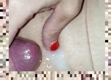 gigantisk, fitta-pussy, amatör, cumshot, hemmagjord, creampie, par, sprut, holländsk, kuk