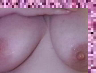 Icing down my big tits and making my huge nipples so hard