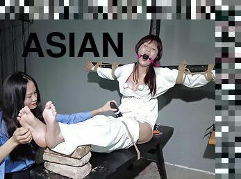 asiatisk, leksak, hardcore, japansk, bdsm, slav, fötter, fetisch, gagging, bondage