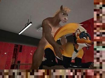 Heat anthro Gay furry fox gets furry centaur's huge cock with tight ass