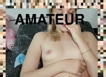 muca, amaterski, lezbijka, doma-narejeno, fingering, pov, hlačke, potrebna, blond, dildo