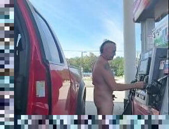 Pumping gas naked and nearly got caught twice. One guy saw me for sure!