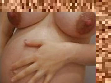 Pregnant Boobs Belly Button Fetish huge areolas - AerieKristina - Teaser