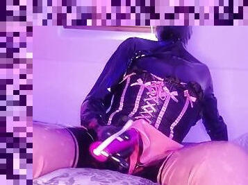 LATEXCYBERDOLL - Rubber sissy edging and cum