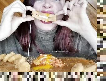 asmr mukbang feederism lasagne nuggets croque monsieur