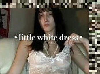 Goth slut in white dress wants to please you