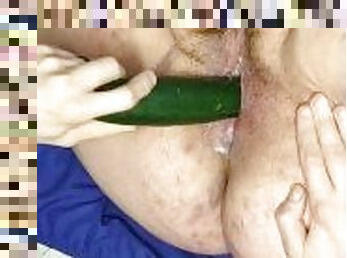 fet, masturbation, fitta-pussy, smal, amatör, bbw, sprut, vit, grönsak