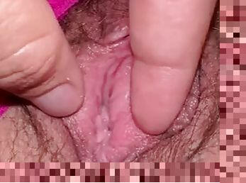 hårete, strømpebukse, kone, amatør, milf, hardcore, creampie, truser, cum, undertøy