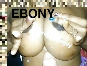 REMASTERED - Horny white guy cums on big ebony Haitian ???????? MILF tits