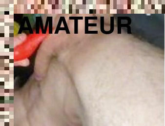 Hot twink masturbating with a fake tongue