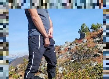 hot outdoor piss near a hiking trail