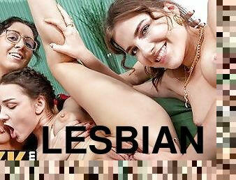 DYKE4K. Lesbian threesome is the best way to relax during a working day